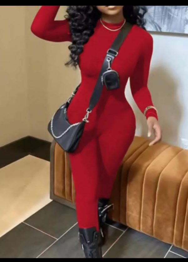 Solid Jumpsuit Round Neck