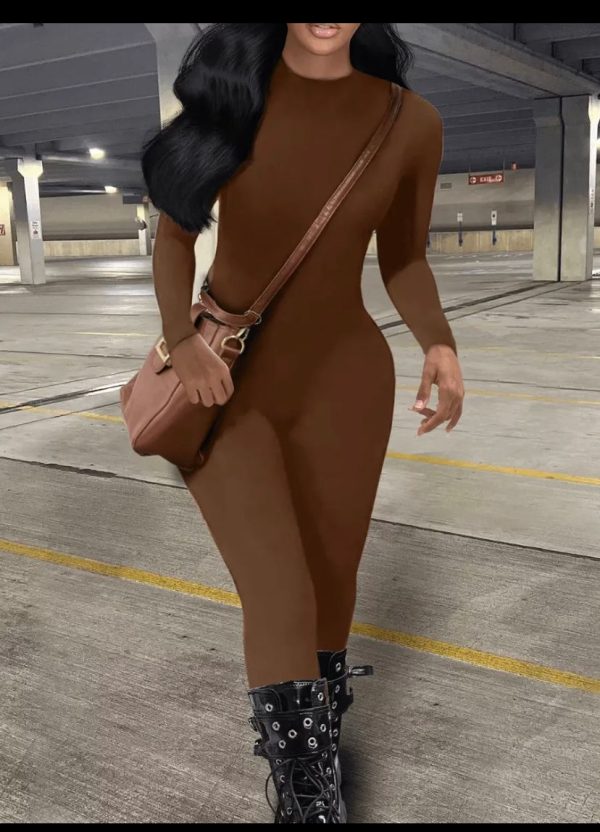 Solid Jumpsuit Round Neck