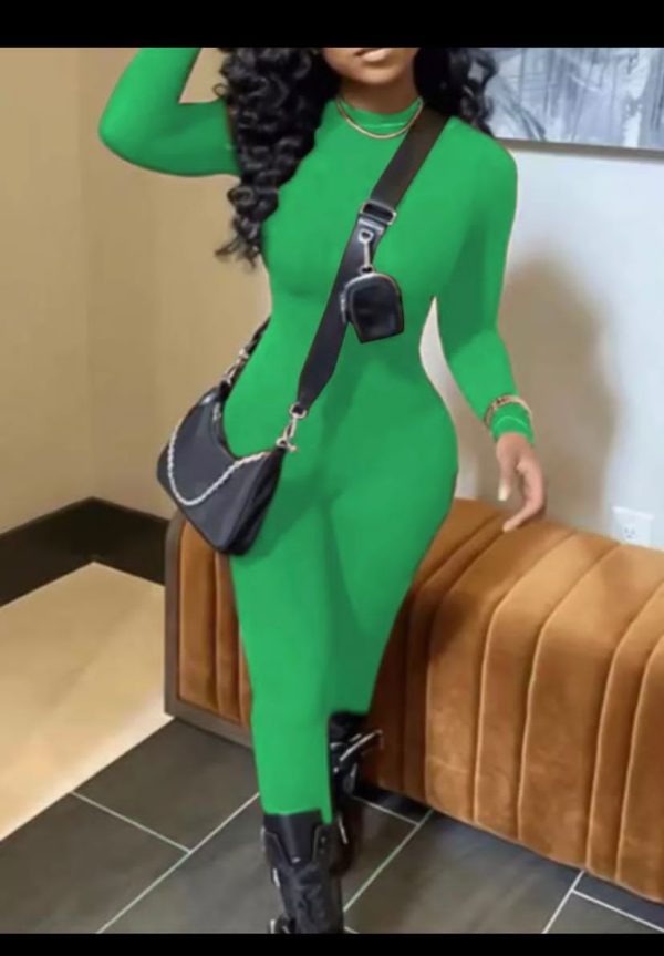 Solid Jumpsuit Round Neck